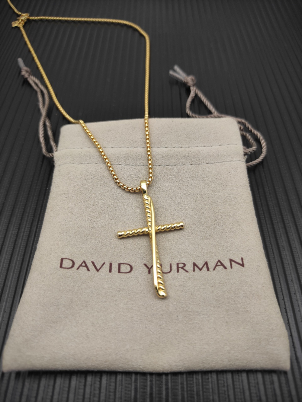 David Yurman Gold Cylindrical Cross Necklace